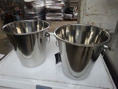 2 stainless steel champagne buckets