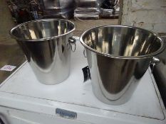 2 stainless steel champagne buckets