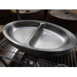 Nine stainless steel serving trays