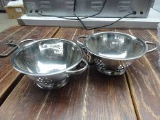 2 stainless steel colanders