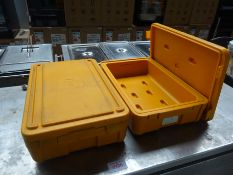 Two Rieber insulated food boxes.