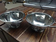 2 stainless steel colanders