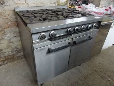 Falcon natural gas Dominator six burner commercial stainless steel range.