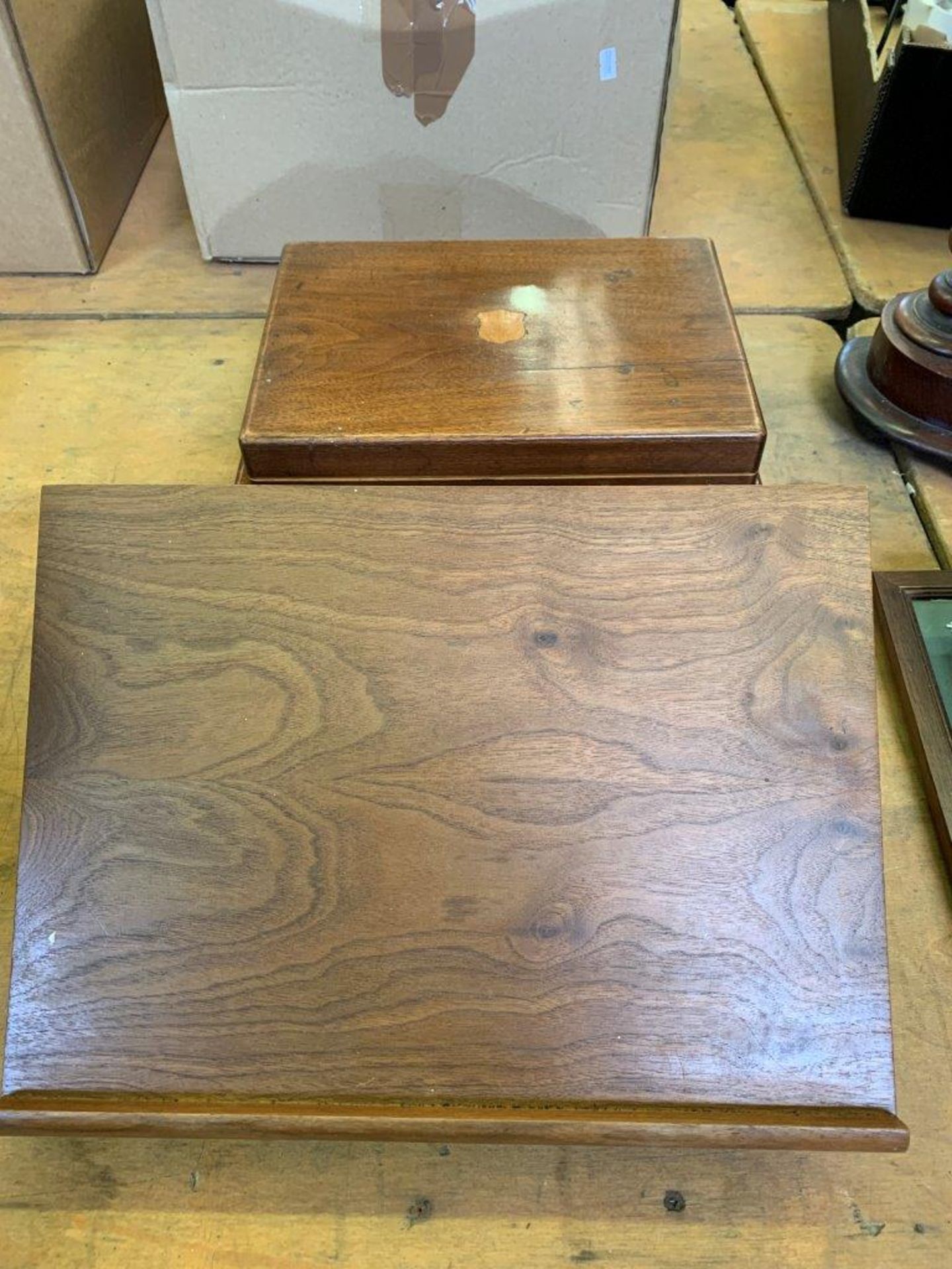 Two mahogany cutlery boxes and a mahogany lectern - Image 3 of 5