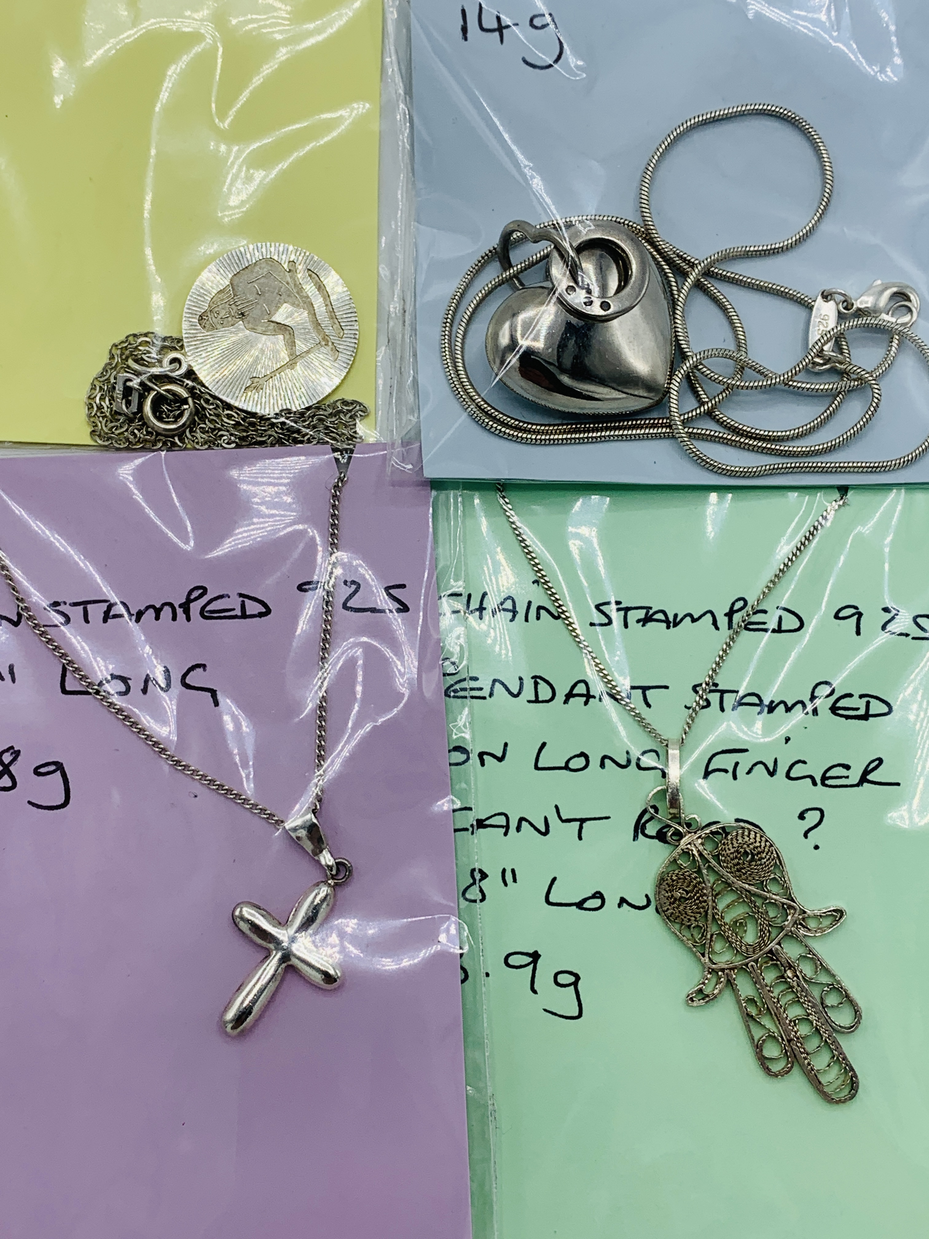 Five various 925 silver pendants and chains - Image 2 of 3
