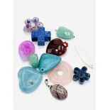 Twelve various gemstone pendants