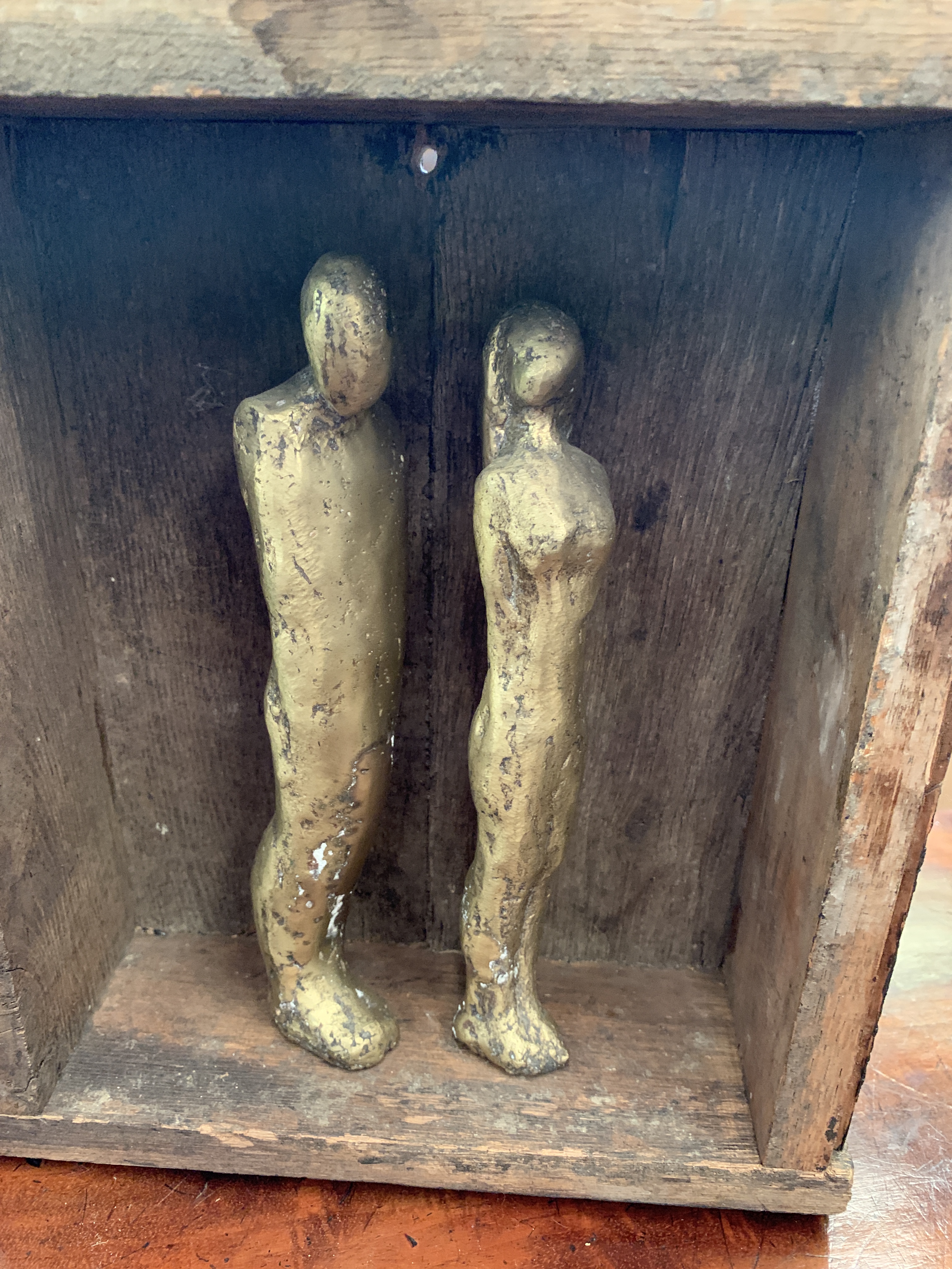 Two groups of cast metal figures mounted in pitched pine surrounds - Image 2 of 3