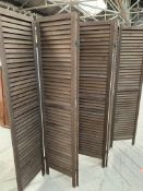 Six section louvered wooden screen