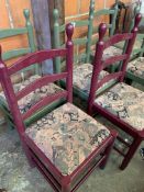 Set of six painted wood framed ladder back chairs