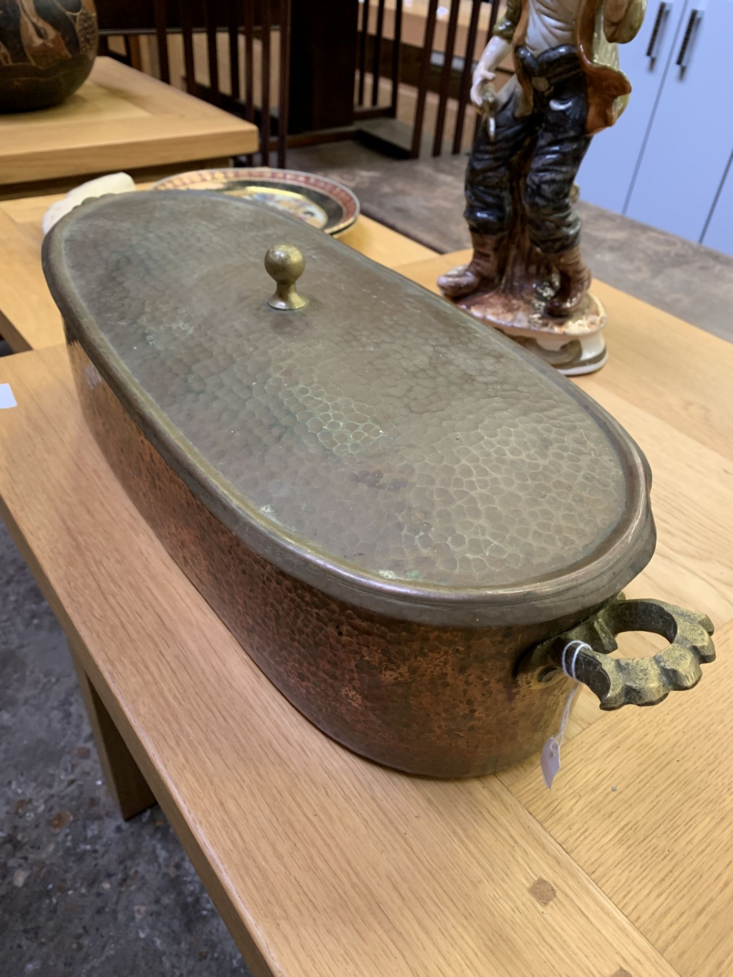 Copper fish kettle with internal fish tray - Image 3 of 3