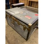 Zinc covered and brass bound travel trunk