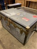 Zinc covered and brass bound travel trunk