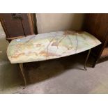 Metal framed low table with marble top