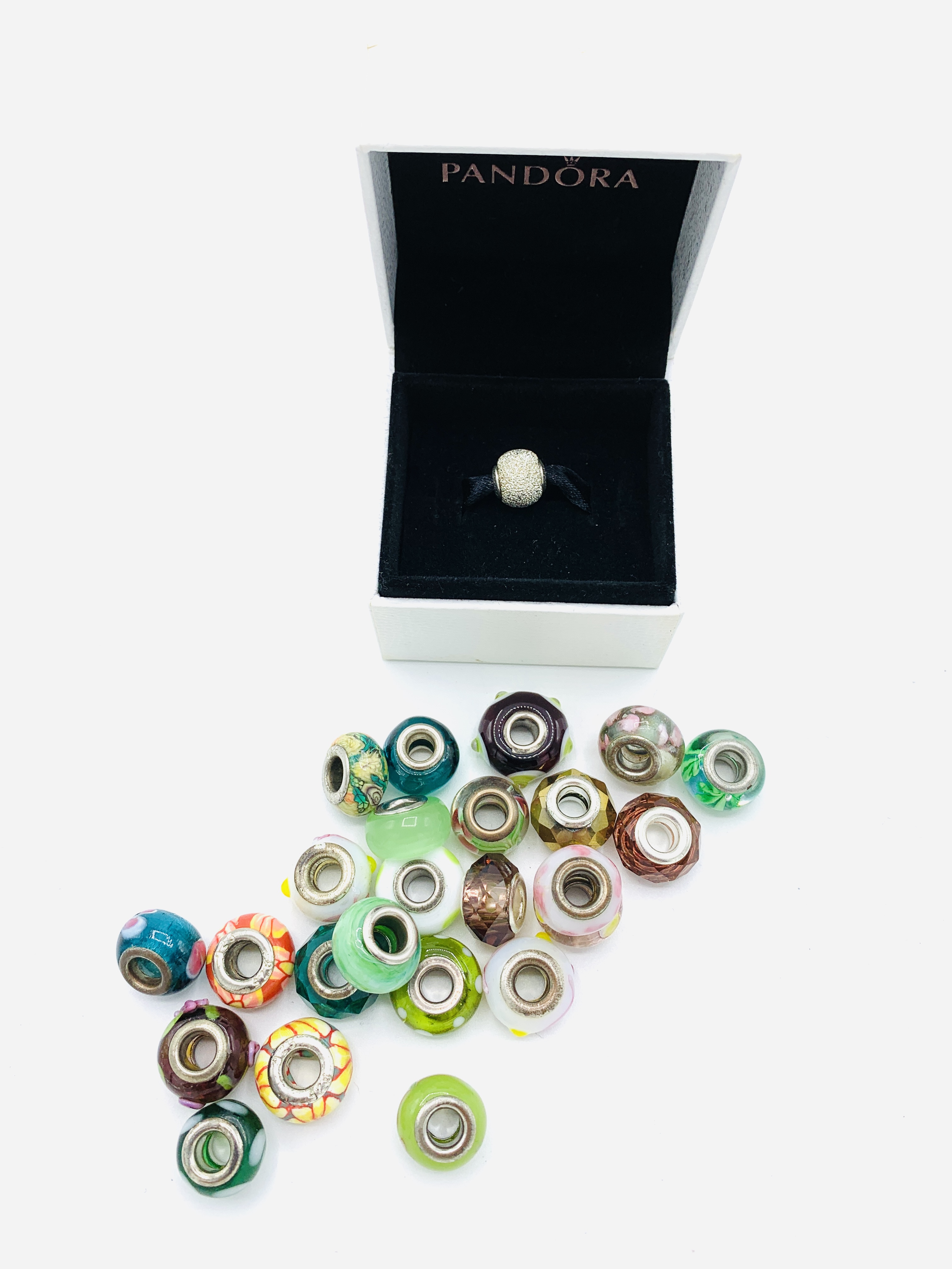 A boxed Pandora silver bracelet bead; together with 24 other Pandora style beads marked 925 - Image 3 of 3