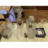 A collection of cut glass items