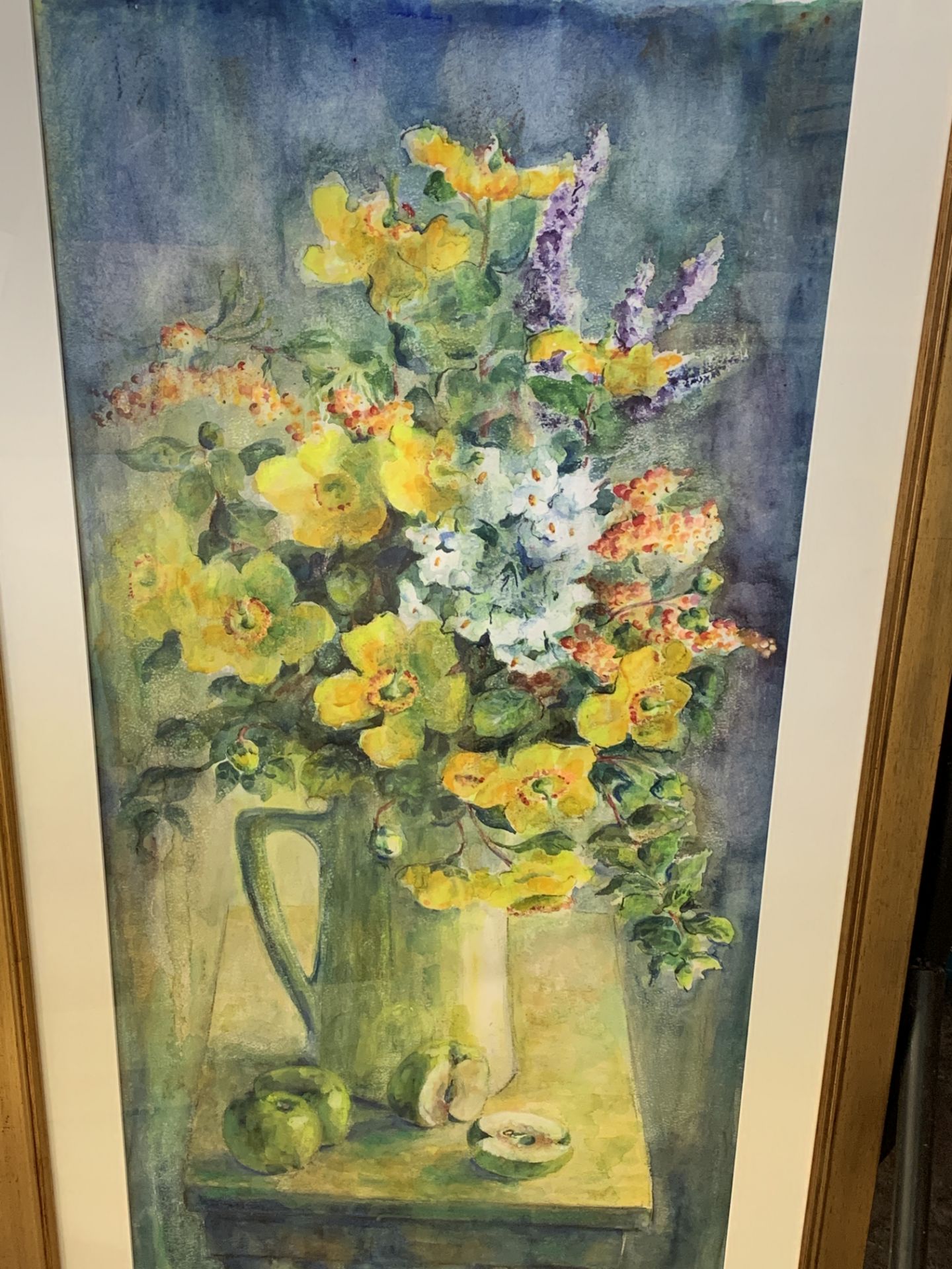 Two framed and glazed watercolours of flowers by Fiona Goldbacher.