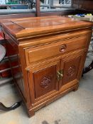 Pair of hardwood Oriental style bedside cabinets