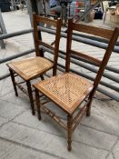 Two mahogany framed cane seat bedroom chairs