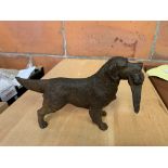 Cast metal figure of a Retriever with pheasant