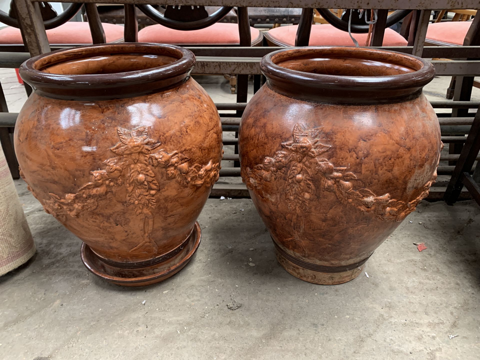 Two large pottery planters