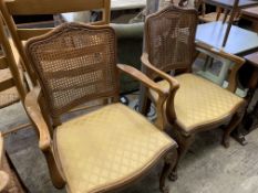 Two mahogany framed elbow chairs