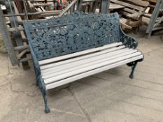 Cast iron garden bench with slatted wooden seat