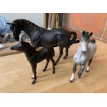 Three Beswick china horses figures