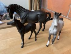 Three Beswick china horses figures