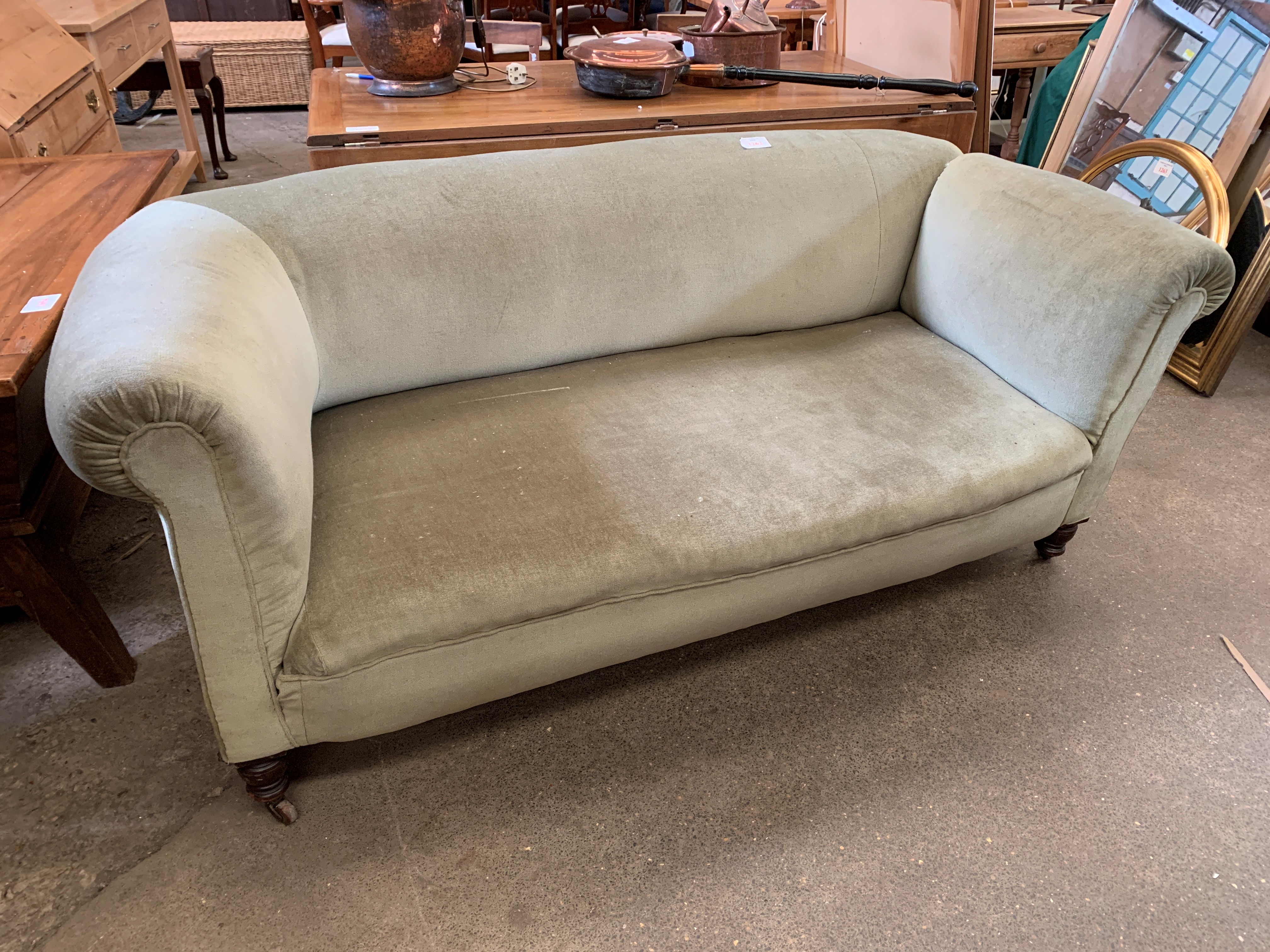 Chesterfield style green upholstered sofa