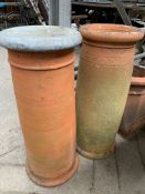 Two terracotta chimney pots