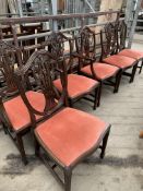 Set of six mahogany framed shield back dining chairs