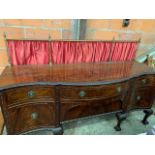 Carved mahogany bow fronted Victorian sideboard