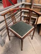 Inlaid mahogany corner open arm chair