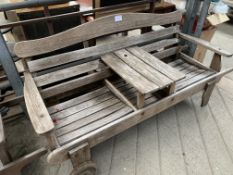 Swan' teak garden bench with centre table