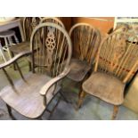 Five Windsor style chairs with elm seats