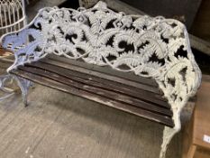 White painted decorative metal garden bench