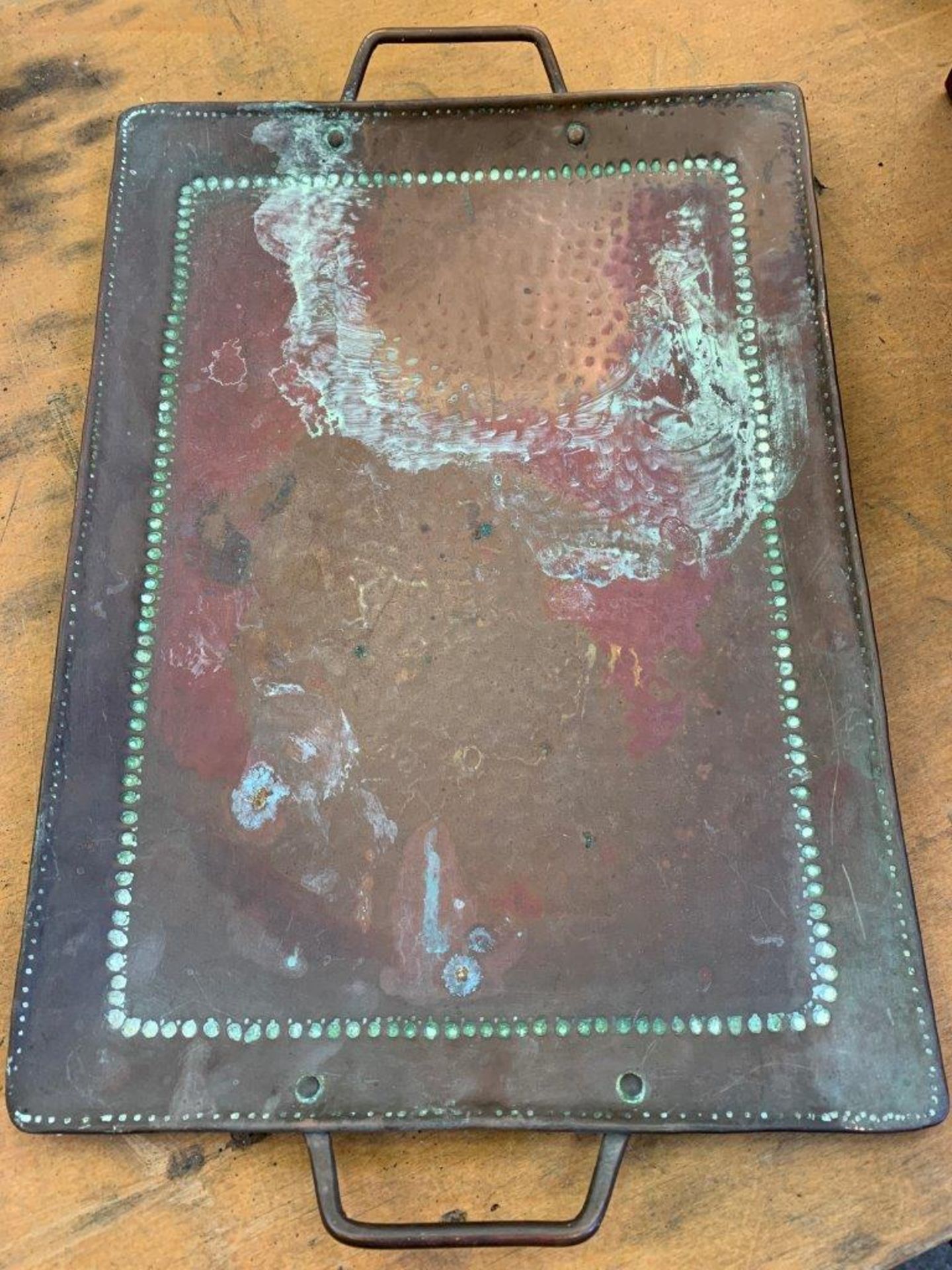 Arts and Crafts hammered copper tray by John Pearson