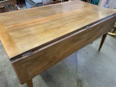 Mahogany table together with two matching mahogany ladder-back chairs