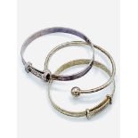 Three 925 silver baby's bangles