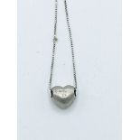 9ct white gold diamond set heart pendant necklace