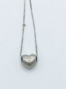 9ct white gold diamond set heart pendant necklace