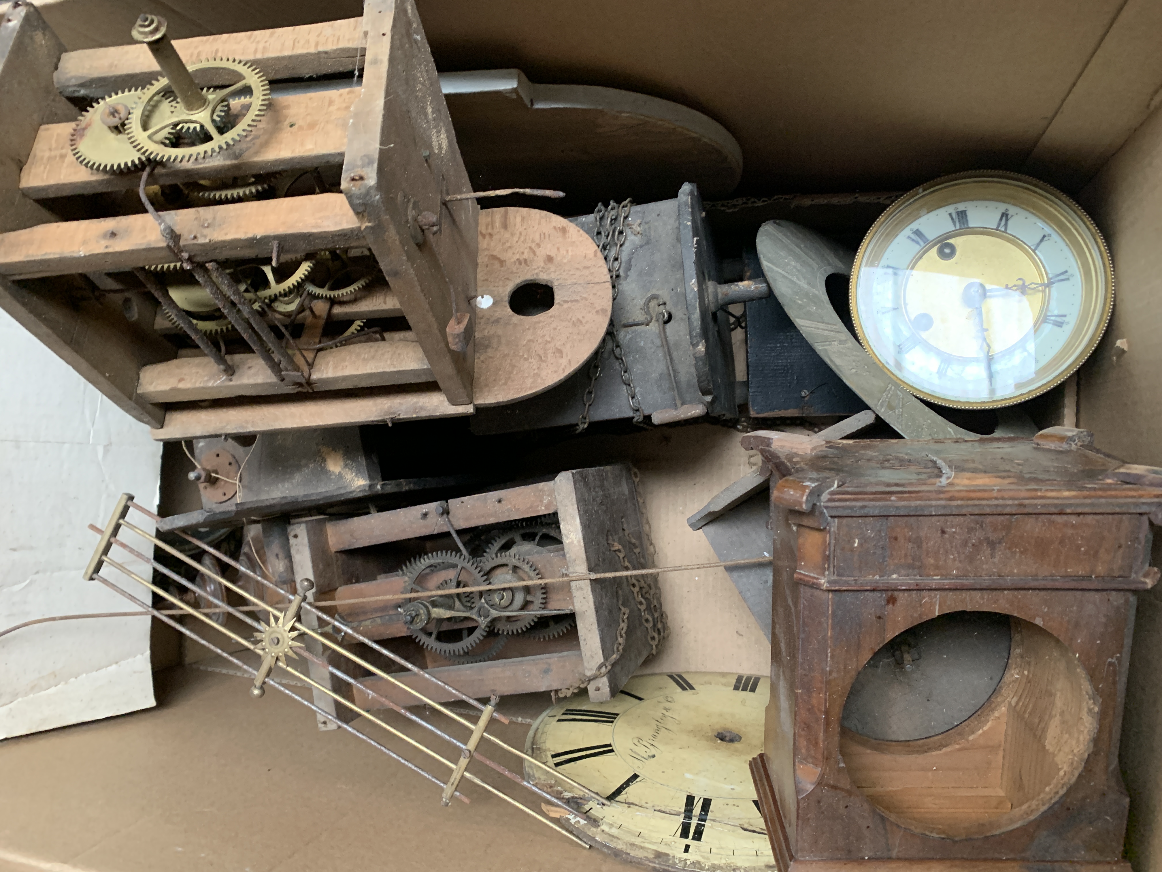 Box of various clock mechanisms and cases - Image 2 of 5