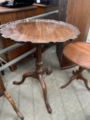 Two mahogany wine tables, a canterbury and a cheval mirror