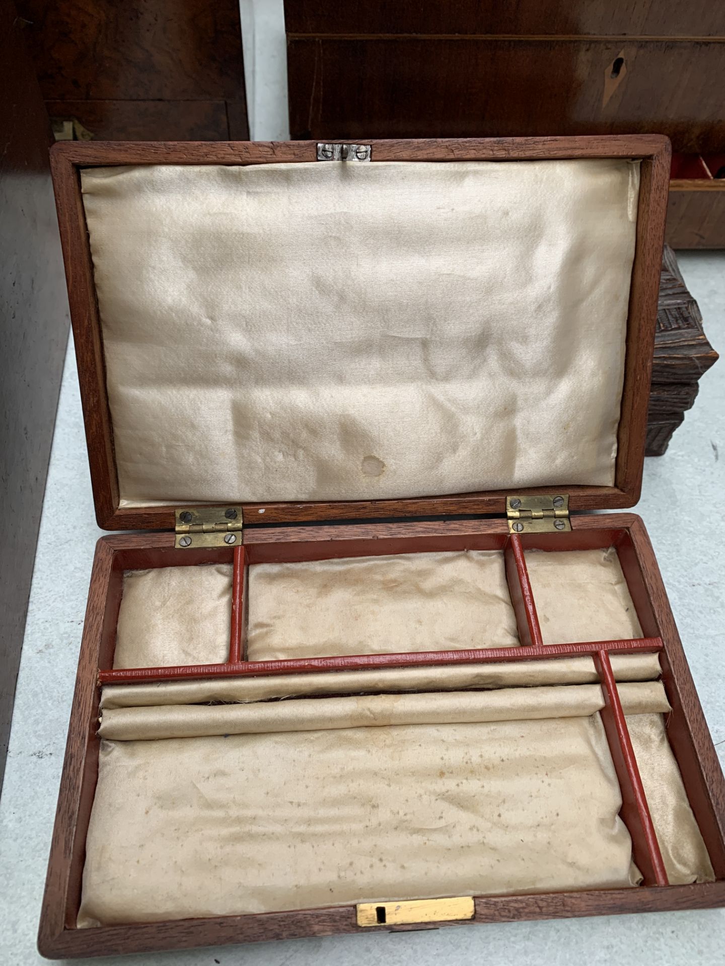Banded inlaid mahogany sewing box and other boxes - Image 6 of 6