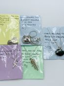 Five various 925 silver pendants and chains