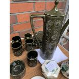 Part Portmeirion green 'Totem' coffee set and other items