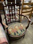 Edwardian mahogany open armchair