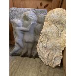 Four moulded stone wall plaques