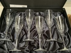Set of six Thomas Webb champagne flutes