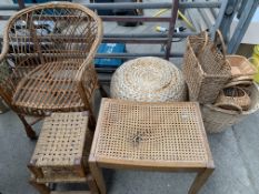 Quantity of wicker and cane items